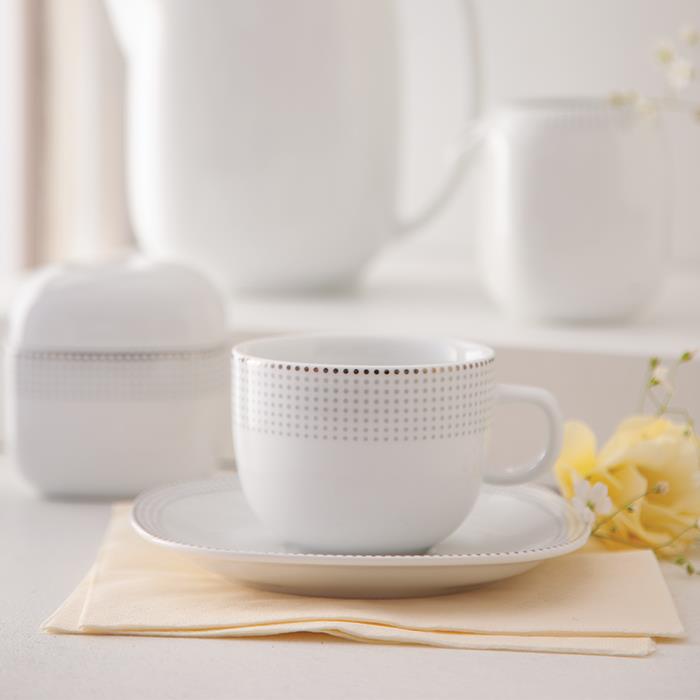 سرویس چینی 12 پارچه چای خوری لورن پلاتینی